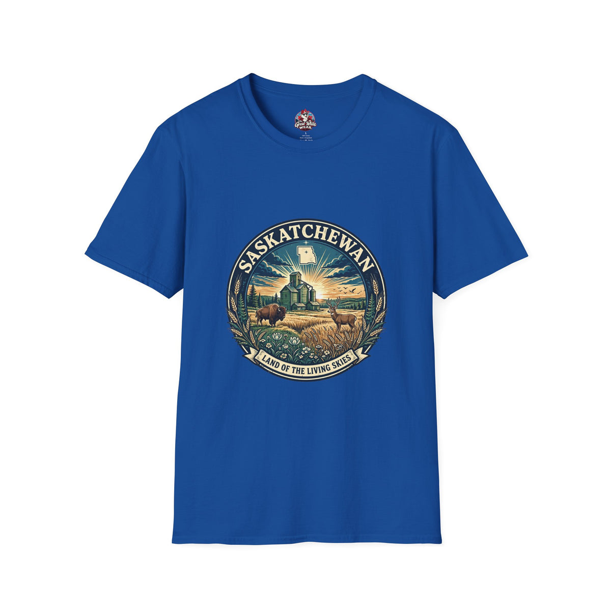Saskatchewan Vintage Shield T-Shirt — Land of the Living Skies Graphic Tee
