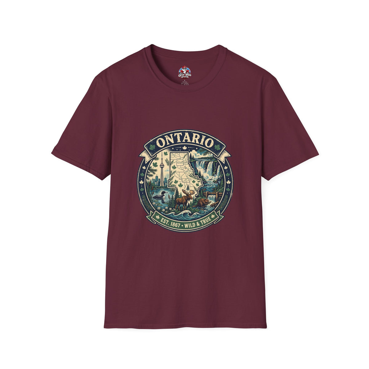 Ontario Vintage Adventure T-Shirt — Great Lakes Camping and Wildlife Design