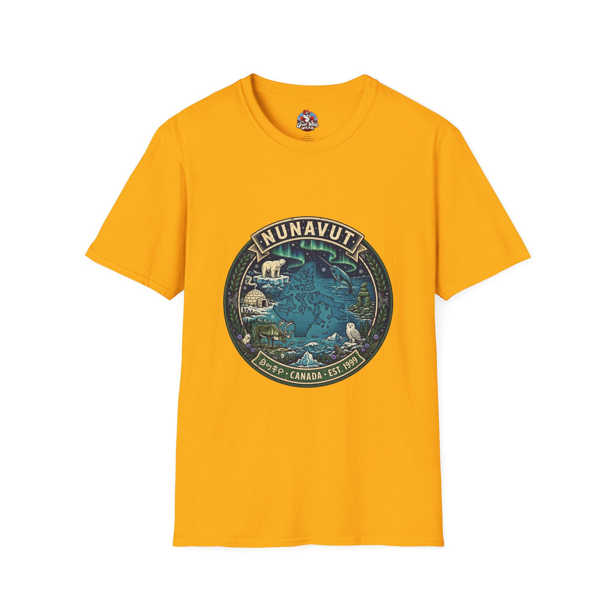 Nunavut Patch T-Shirt — Arctic Wildlife and Map Graphic Tee
