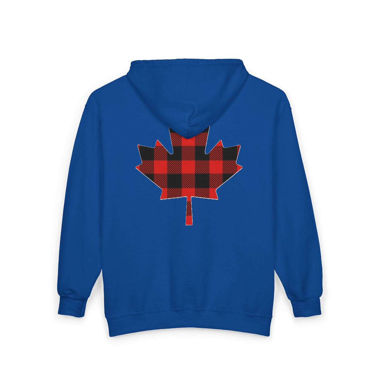 Plaid Maple Leaf Zip Hoodie — Canadian Lumberjack Back Graphic