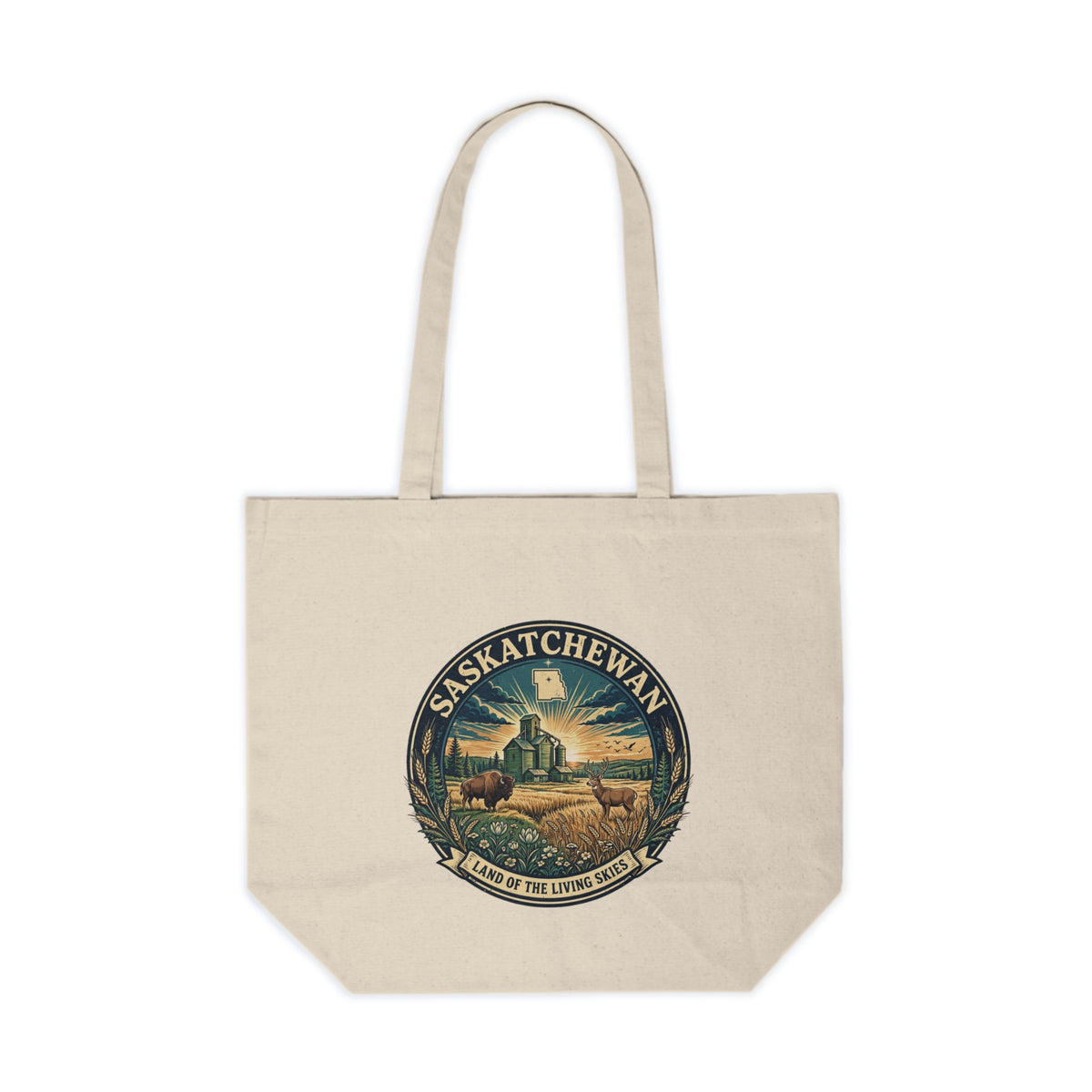 Saskatchewan Retro Landscape Canvas Tote