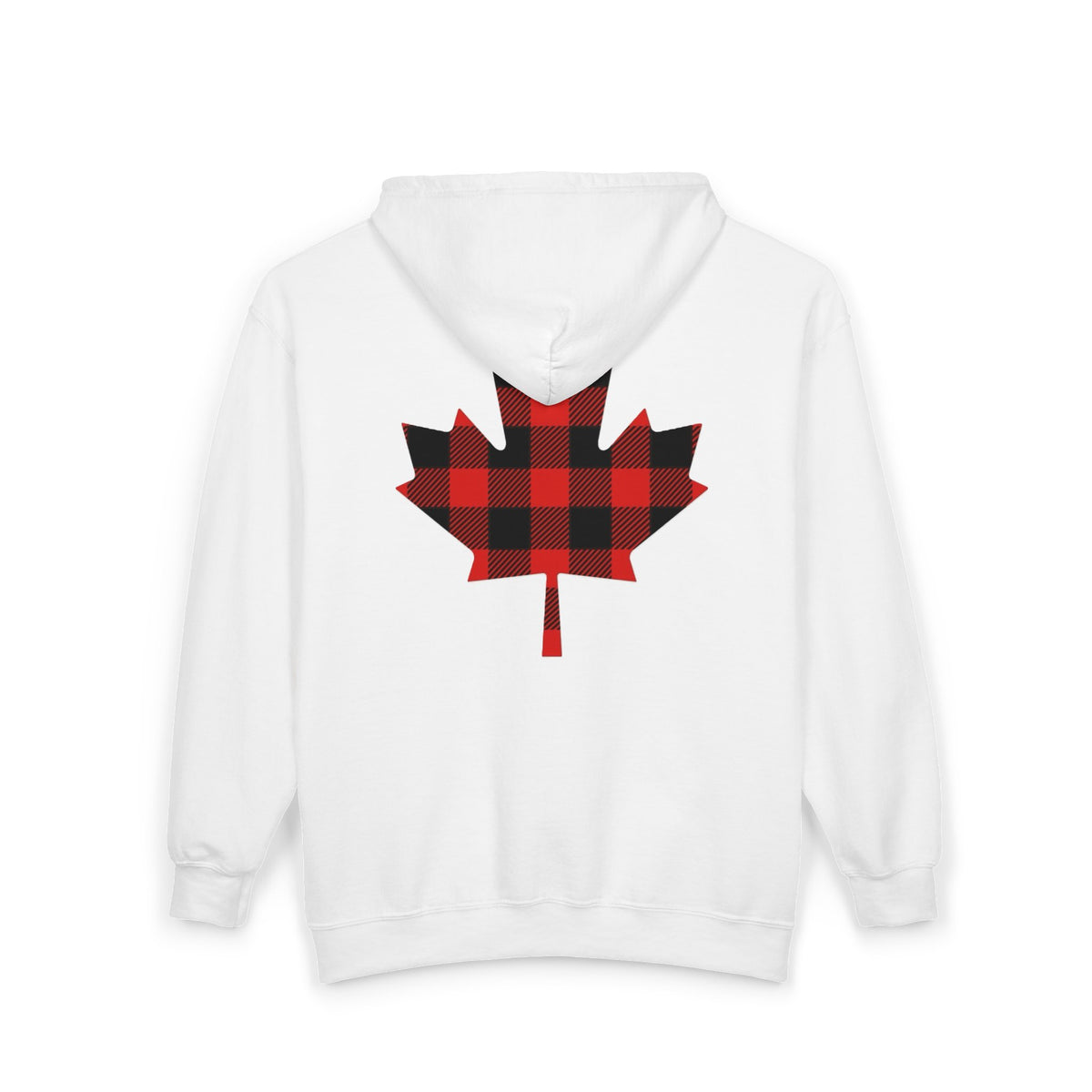 Plaid Maple Leaf Zip Hoodie — Canadian Lumberjack Back Graphic