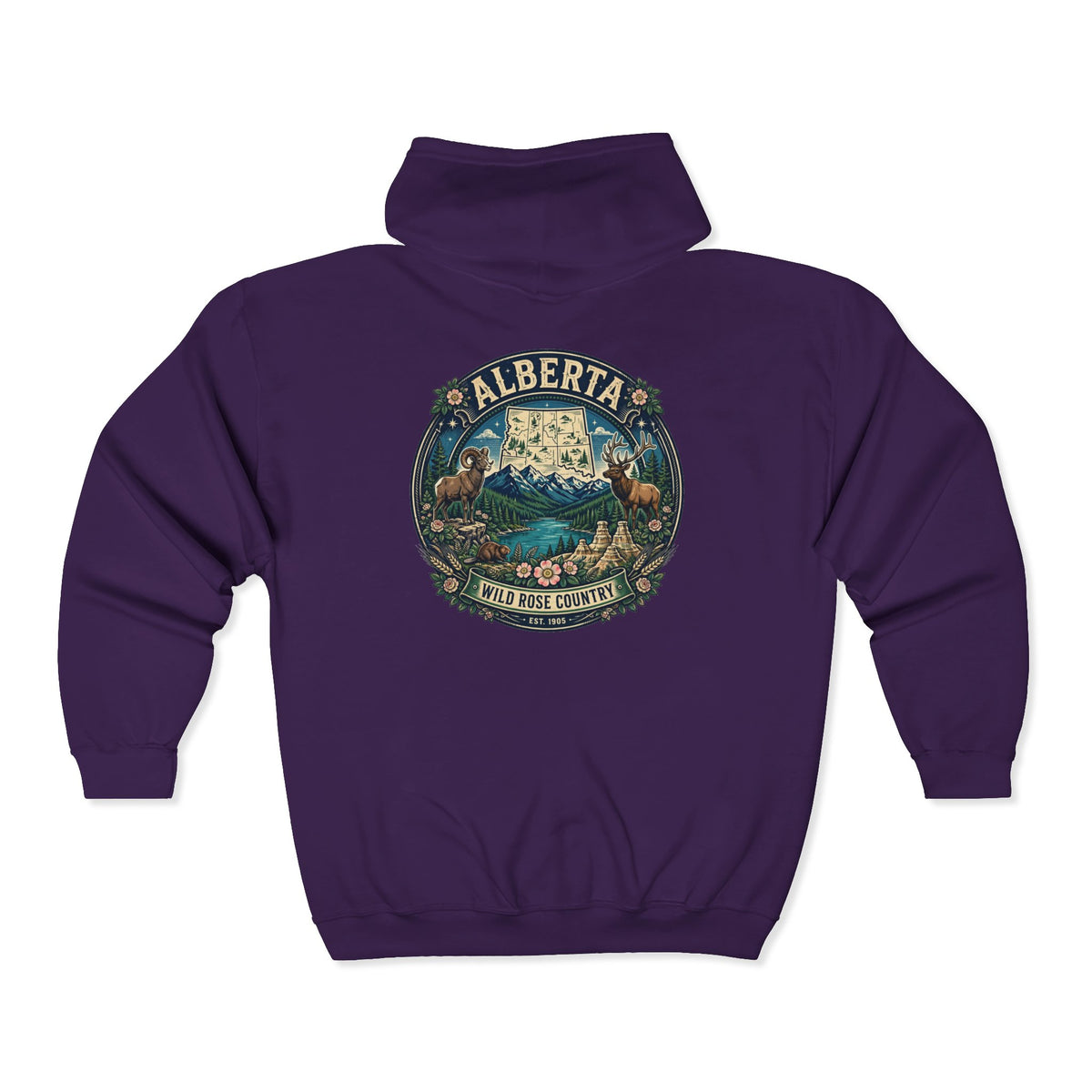 Alberta Vintage Nature Hoodie — Wild Rose Country