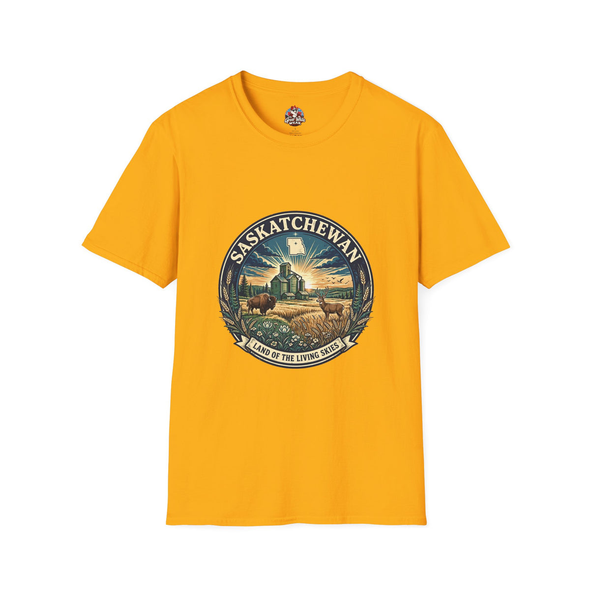 Saskatchewan Vintage Shield T-Shirt — Land of the Living Skies Graphic Tee
