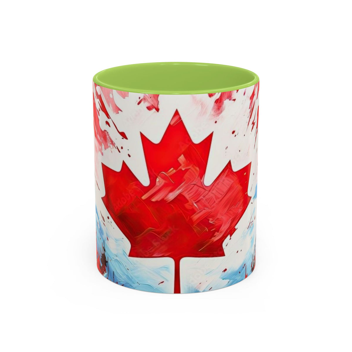 Canadian Maple Leaf Coffee Mug — Red Watercolor Canada Flag Accent Mug (11/15 oz)