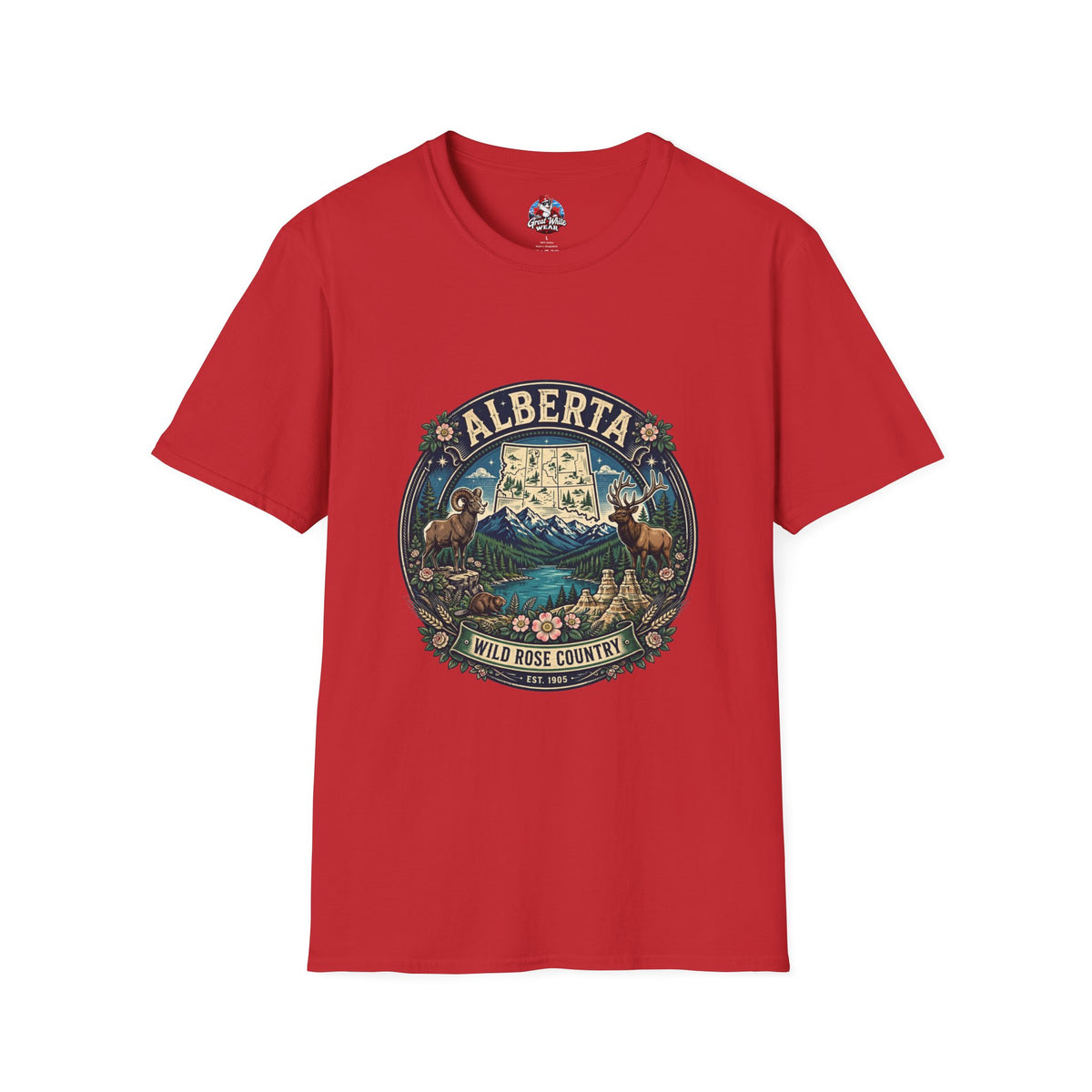Alberta Vintage Nature T-Shirt — Wild Rose Country Scenic Tee