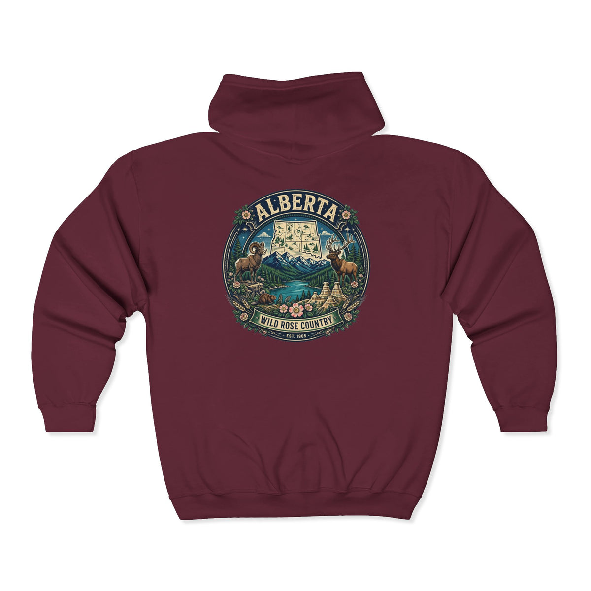 Alberta Vintage Nature Hoodie — Wild Rose Country