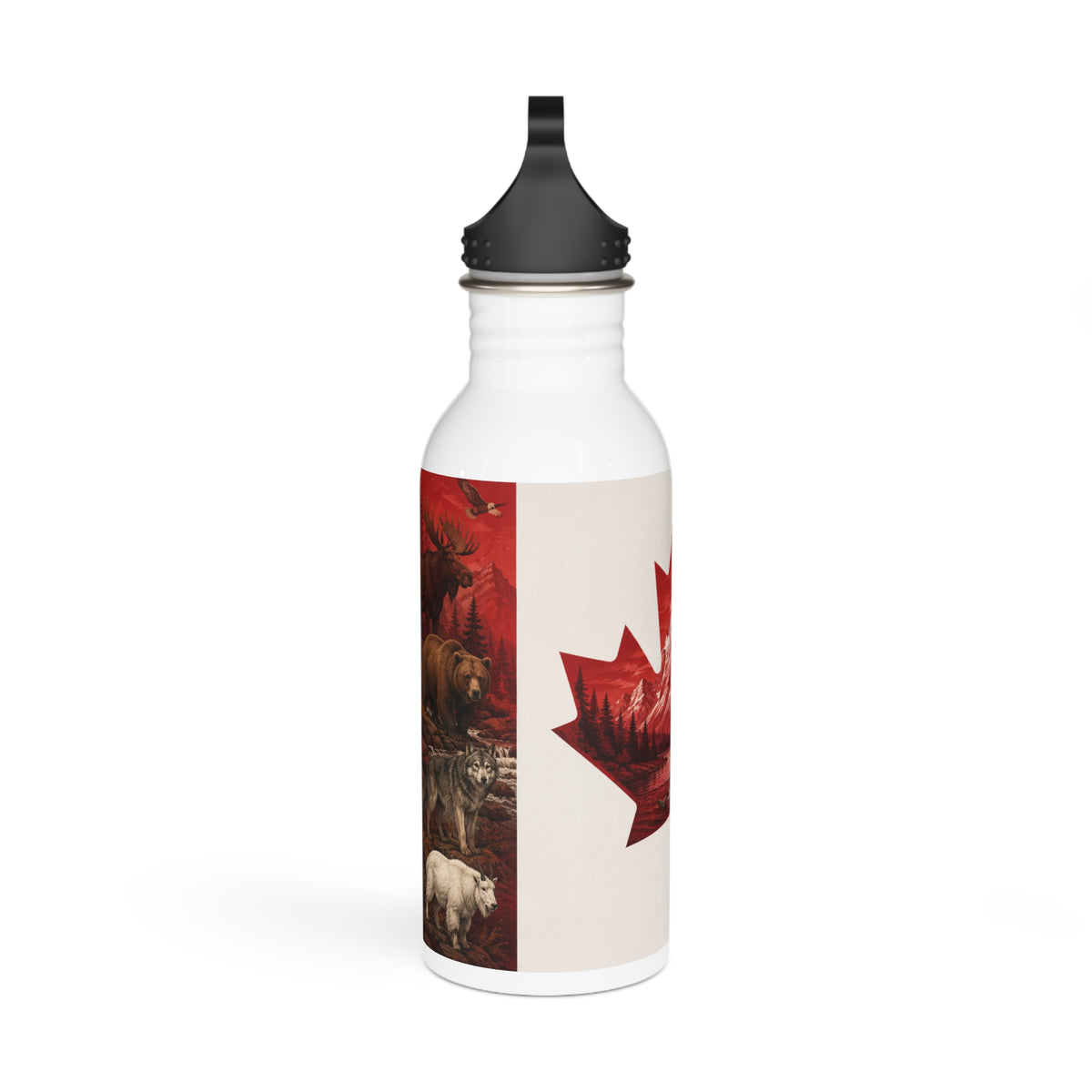 Canadian Maple Leaf Water Bottle — Mountain & Wildlife Stainless Steel Bottle