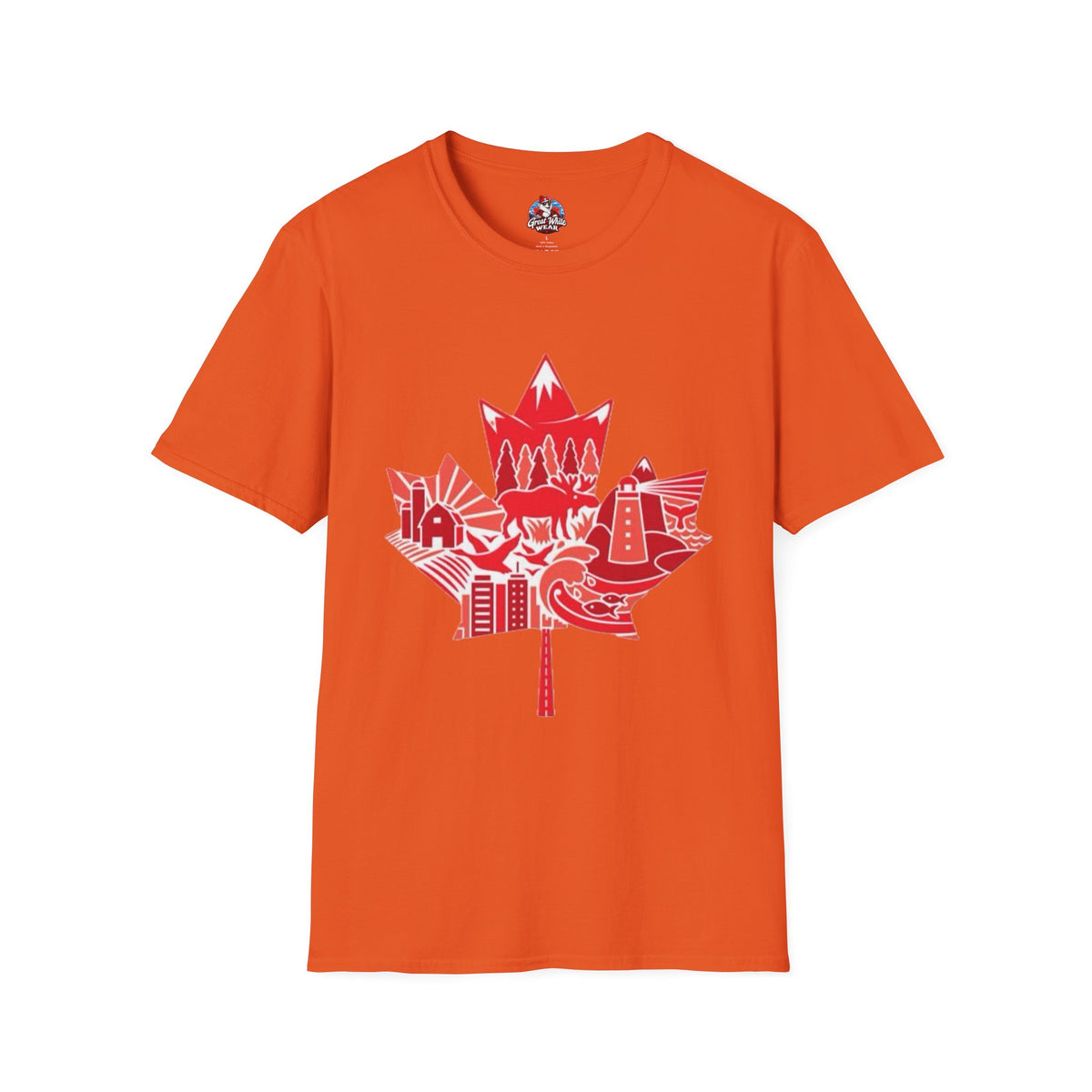 Canada Maple Leaf Skyline T-Shirt — Red Canadian Landmark Graphic Tee