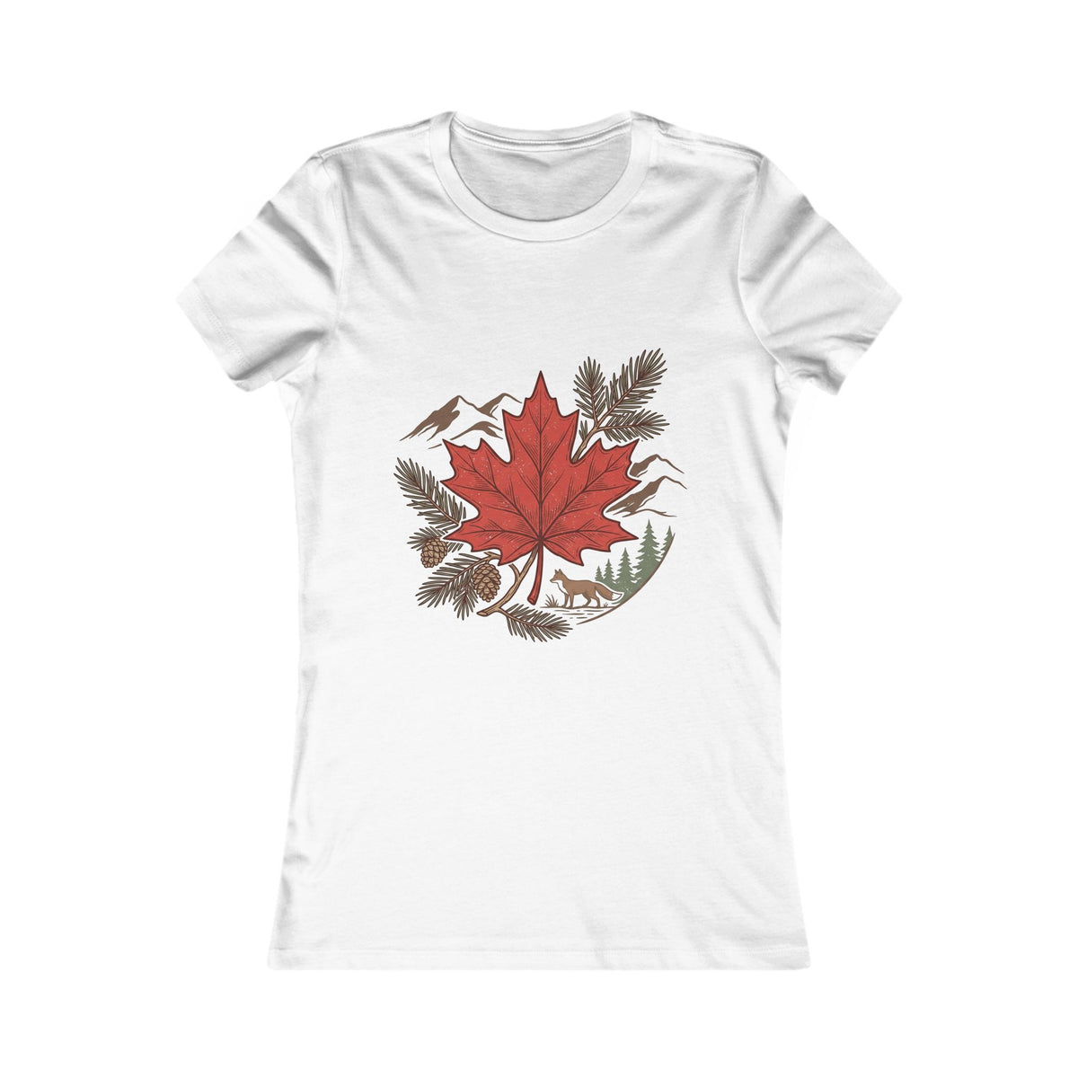 Women's Maple Leaf Nature Tee — Red Leaf Mountain Graphic Shirt