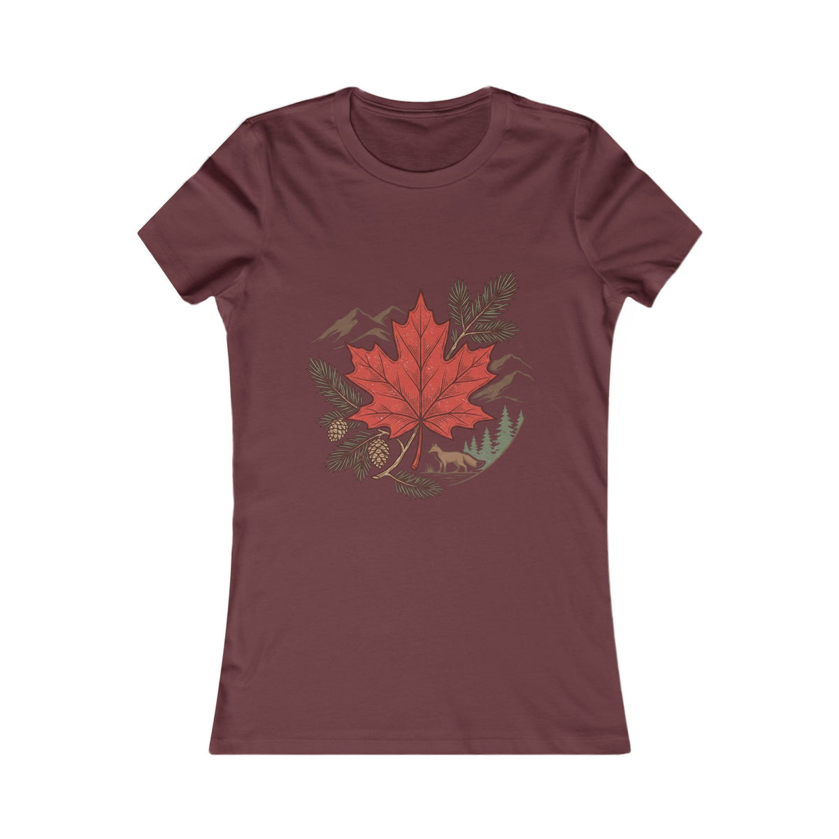Women's Maple Leaf Nature Tee — Red Leaf Mountain Graphic Shirt