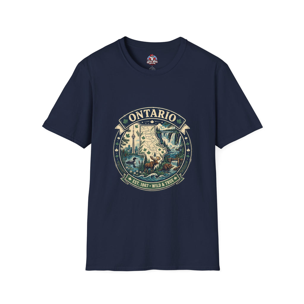 Ontario Vintage Adventure T-Shirt — Great Lakes Camping and Wildlife Design