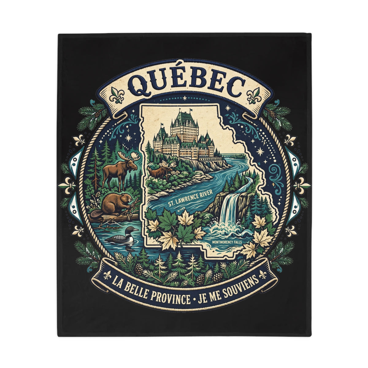 Québec Scenic Plush Fleece Blanket — La Belle Province, Je Me Souviens
