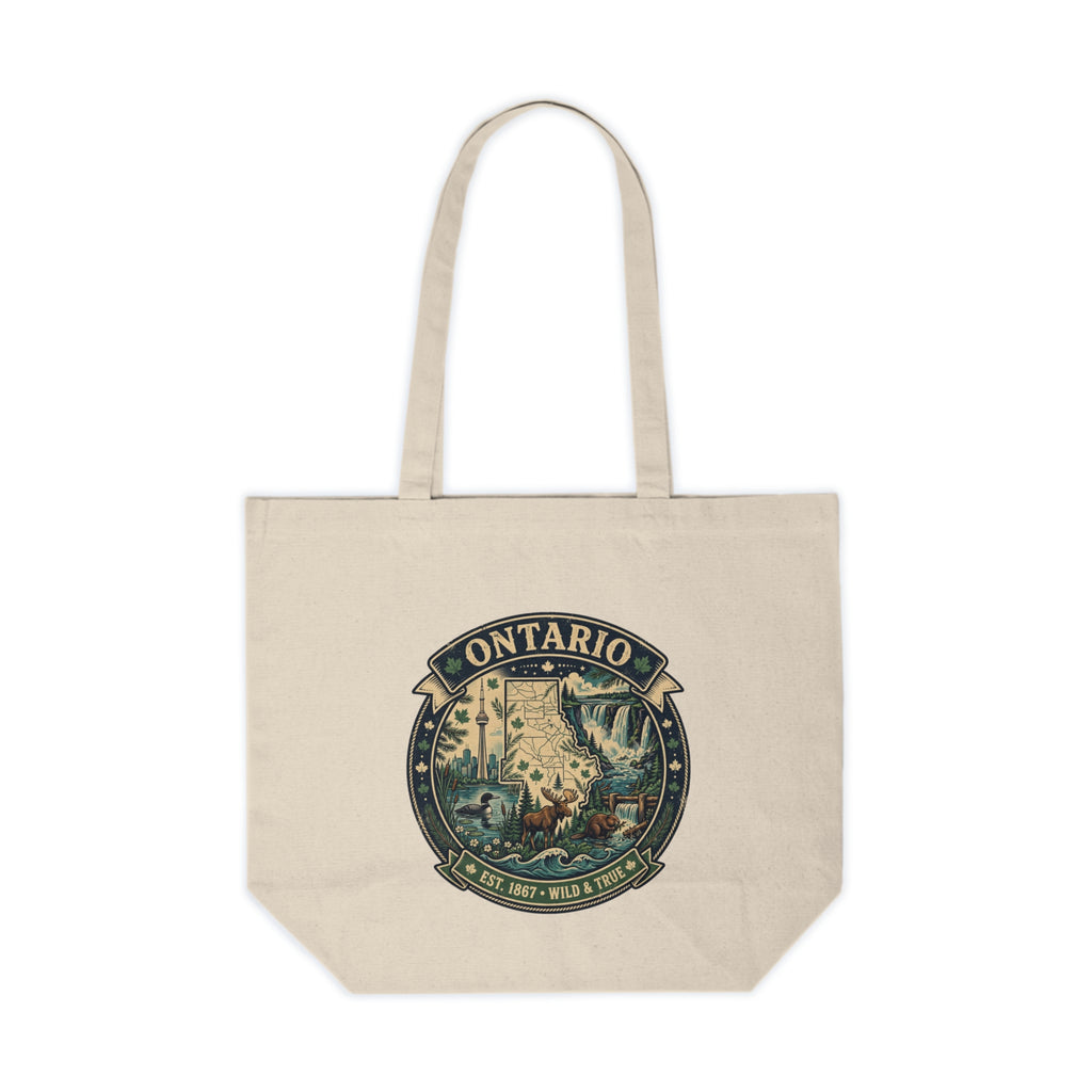 Ontario Vintage Nature Tote — Canvas Shopping Bag with Wildlife Emblem