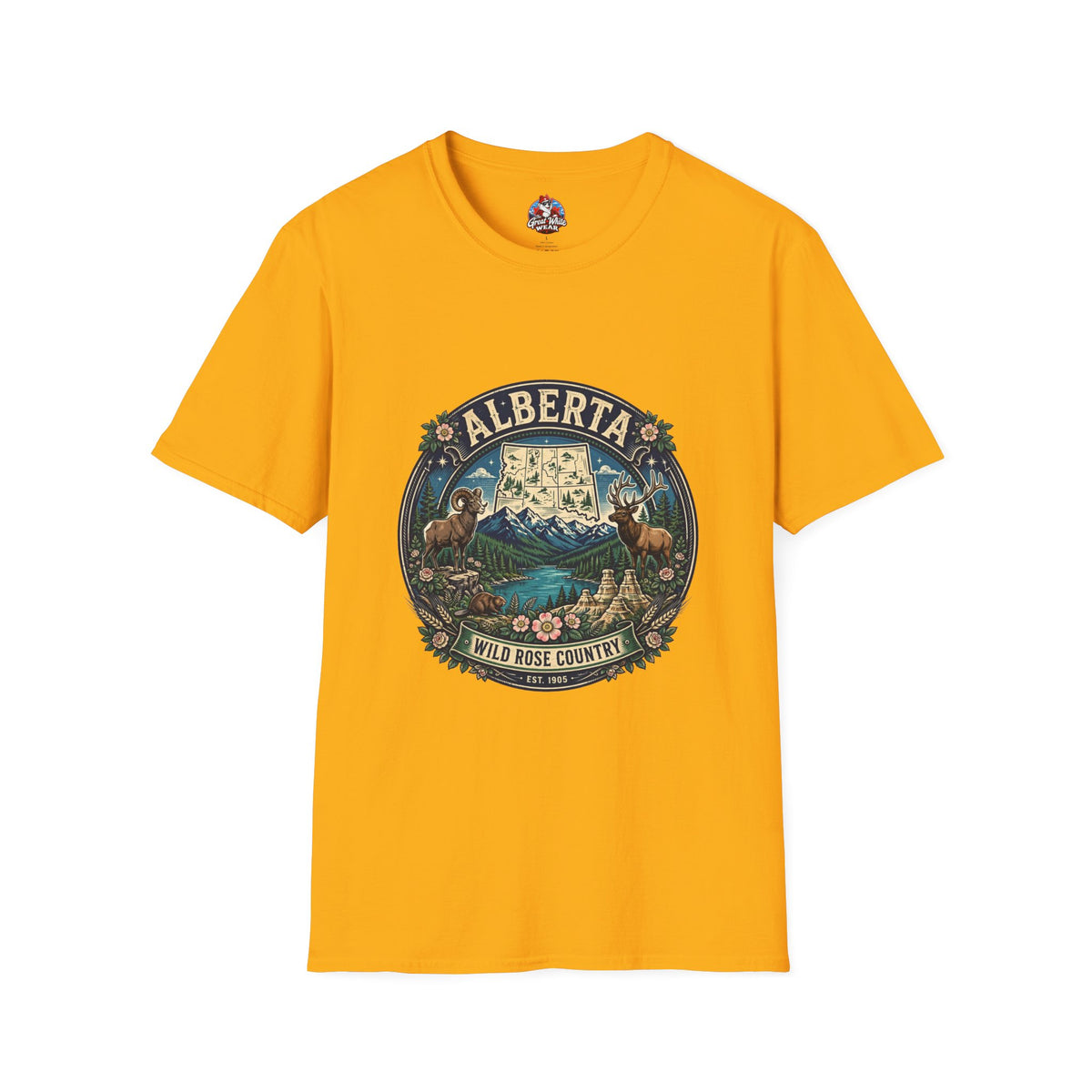 Alberta Vintage Nature T-Shirt — Wild Rose Country Scenic Tee