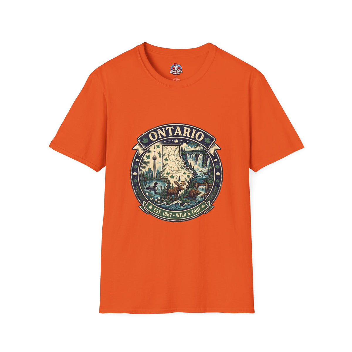 Ontario Vintage Adventure T-Shirt — Great Lakes Camping and Wildlife Design