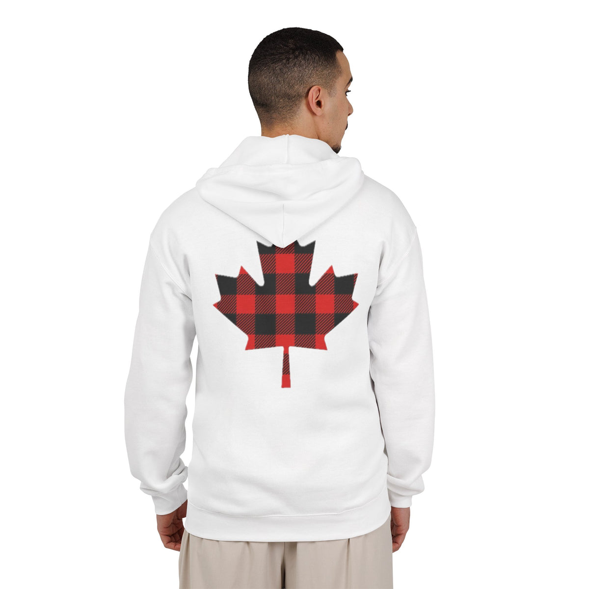 Plaid Maple Leaf Zip Hoodie — Canadian Lumberjack Back Graphic