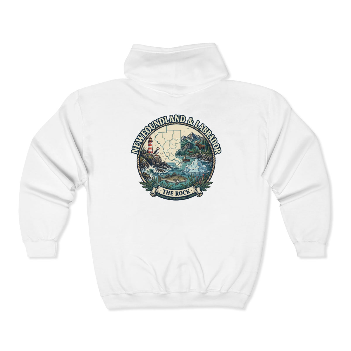 Newfoundland and Labrador 'The Rock' Graphic Hoodie — Coastal Lighthouse Travel Hoodie