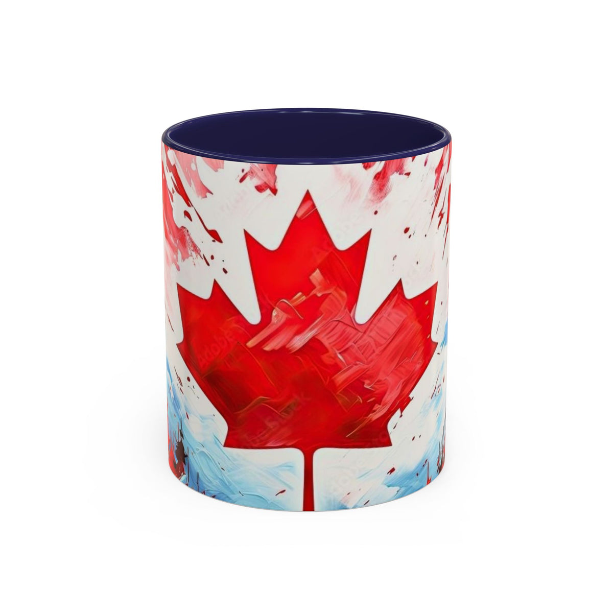 Canadian Maple Leaf Coffee Mug — Red Watercolor Canada Flag Accent Mug (11/15 oz)