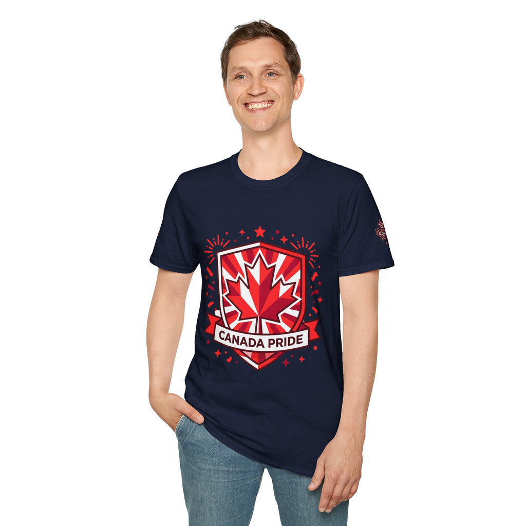 Mens Canada Pride T-Shirt — Red Maple Shield Design