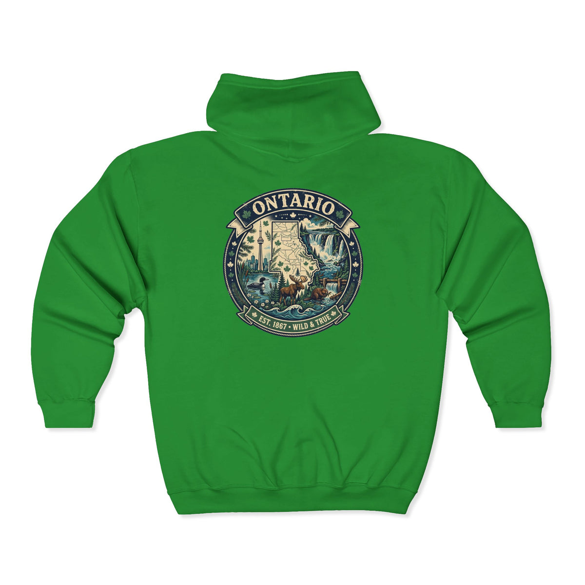 Ontario Vintage Adventure Hoodies — Great Lakes Camping and Wildlife Design