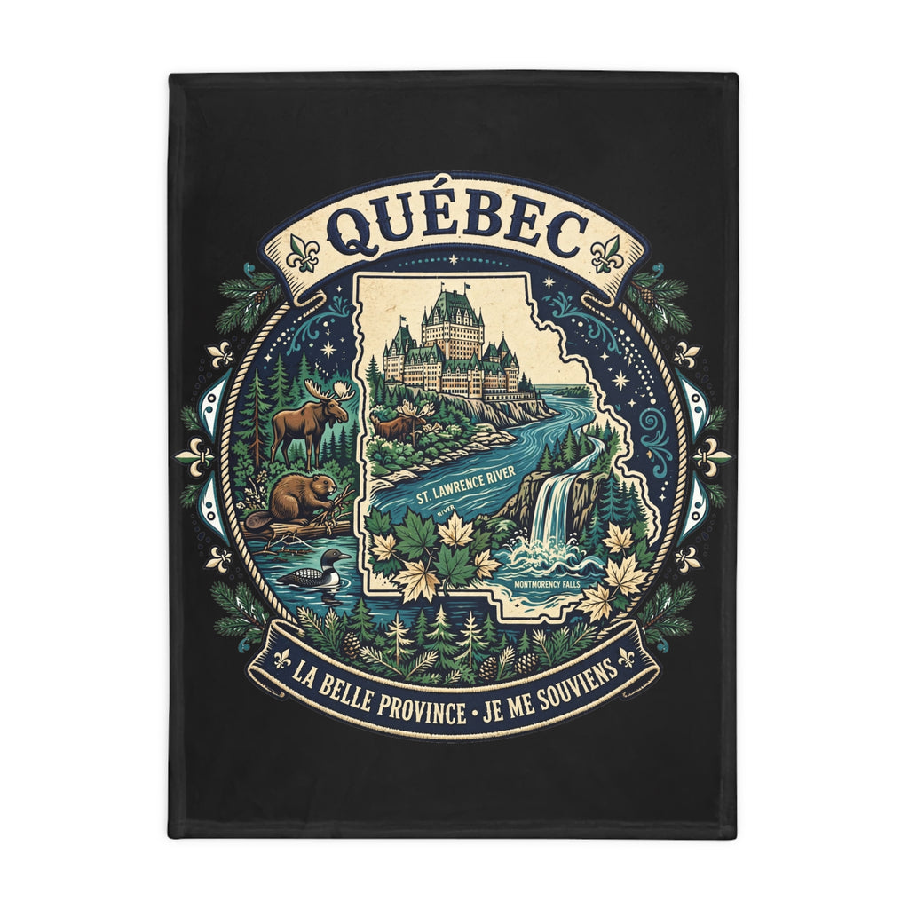 Québec Scenic Plush Fleece Blanket — La Belle Province, Je Me Souviens