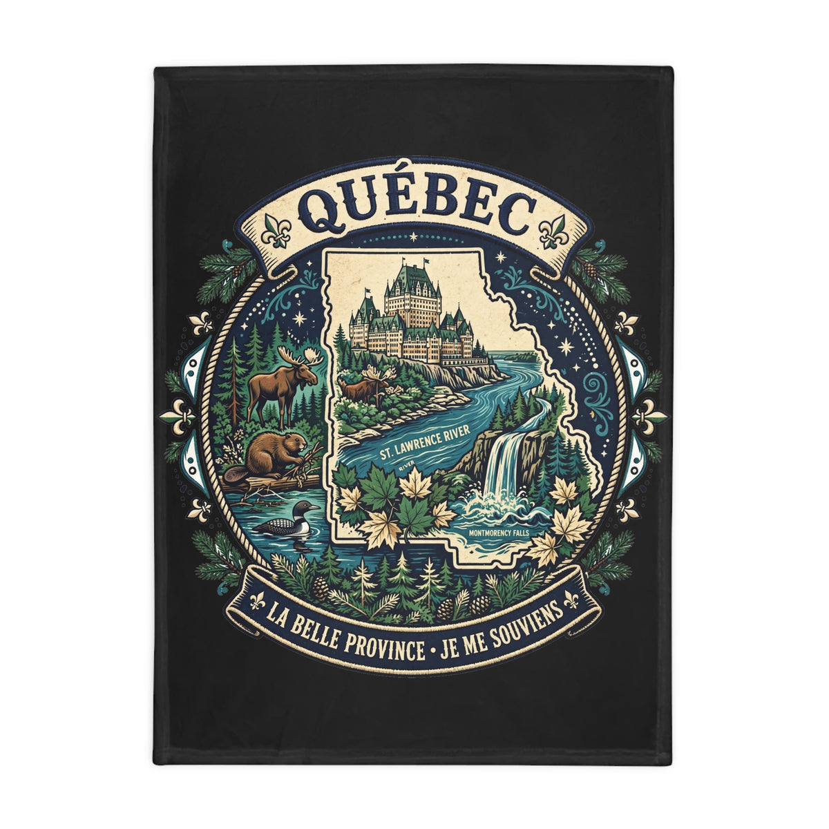 Québec Scenic Plush Fleece Blanket — La Belle Province, Je Me Souviens