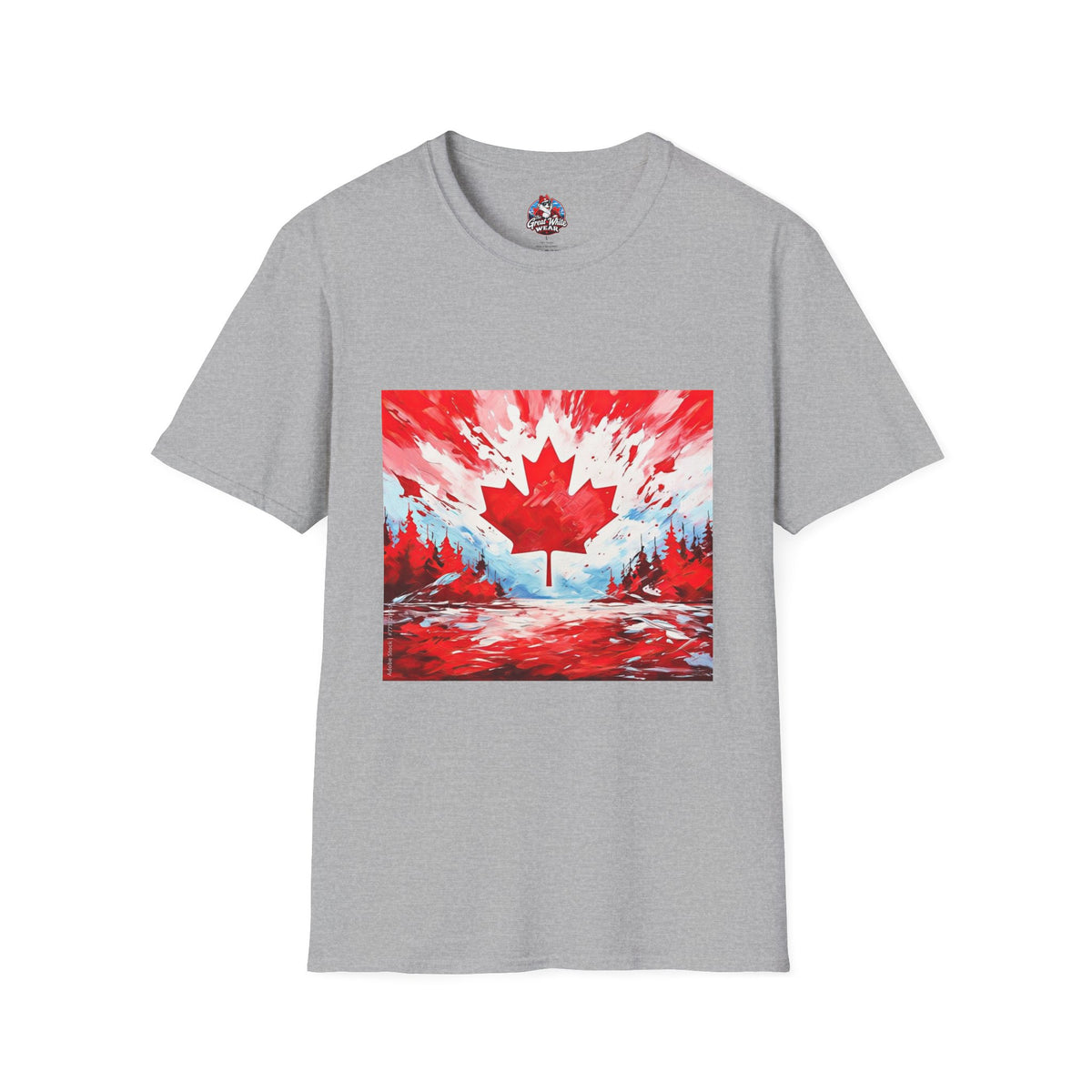 Womens Canadian Maple Leaf T-Shirt — Abstract Red & White Canada Flag Design