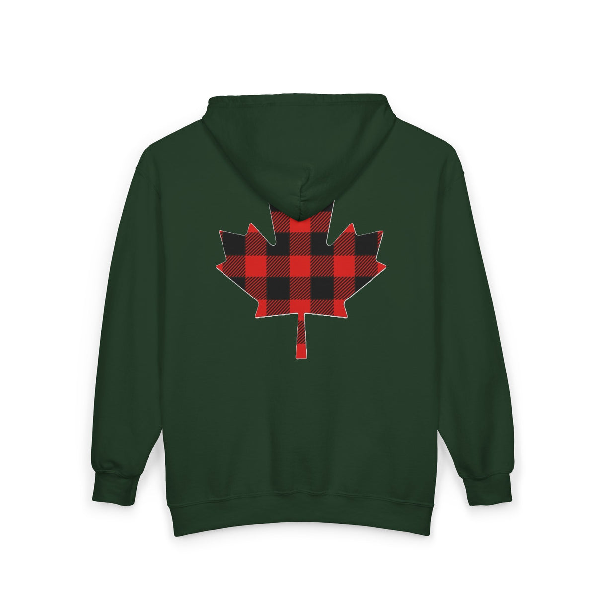 Plaid Maple Leaf Zip Hoodie — Canadian Lumberjack Back Graphic