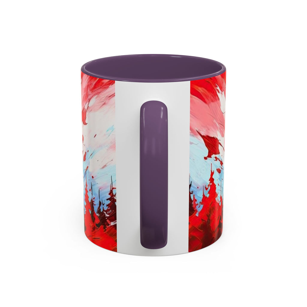 Canadian Maple Leaf Coffee Mug — Red Watercolor Canada Flag Accent Mug (11/15 oz)