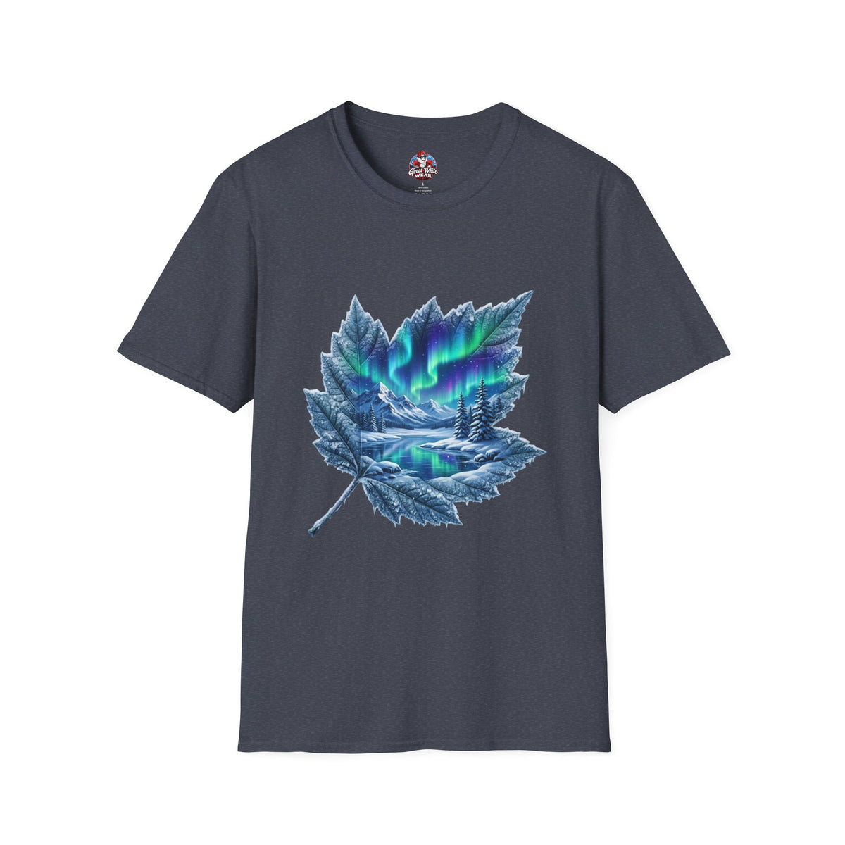Womens Aurora Maple Leaf Tee — Northern Lights Nature T-Shirt