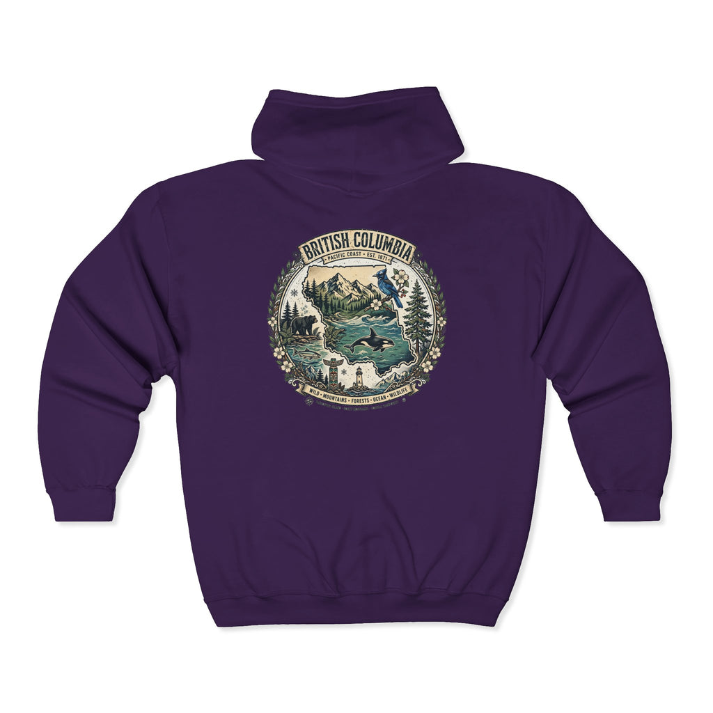 British Columbia Nature Hoodie — Scenic Mountains and Orca