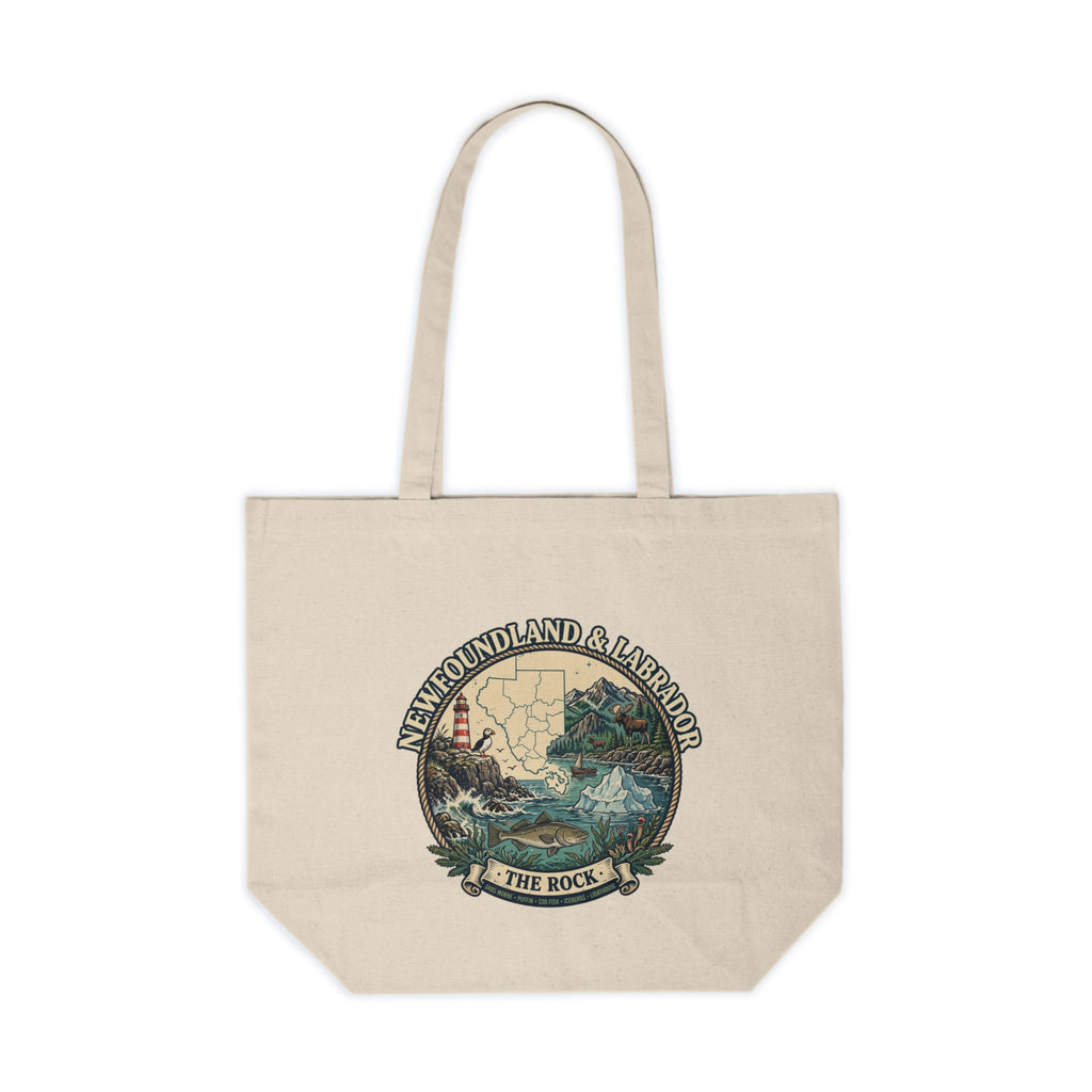 Newfoundland and Labrador Vintage Landscape Canvas Tote — "The Rock" Travel Souvenir Bag