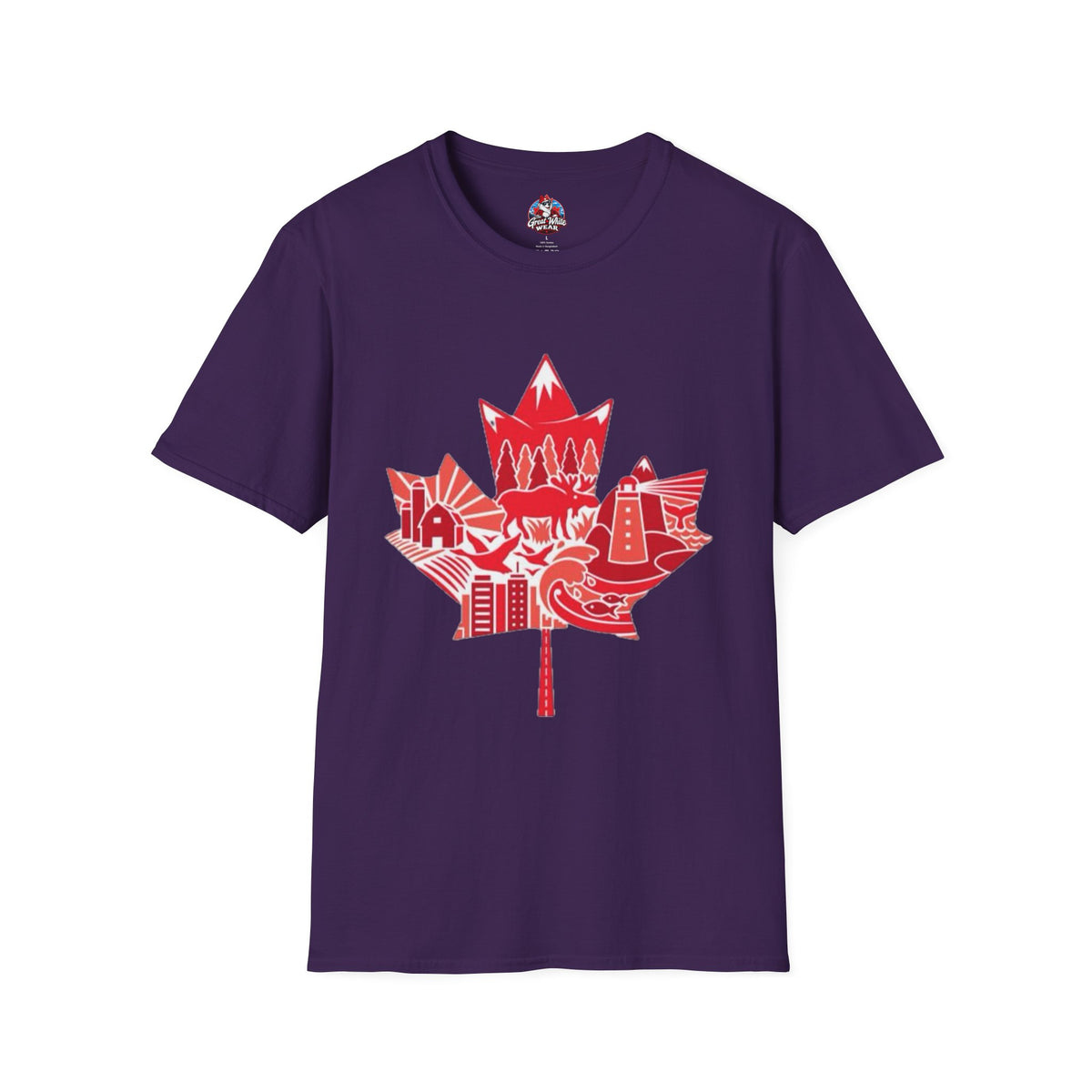 Canada Maple Leaf Skyline T-Shirt — Red Canadian Landmark Graphic Tee