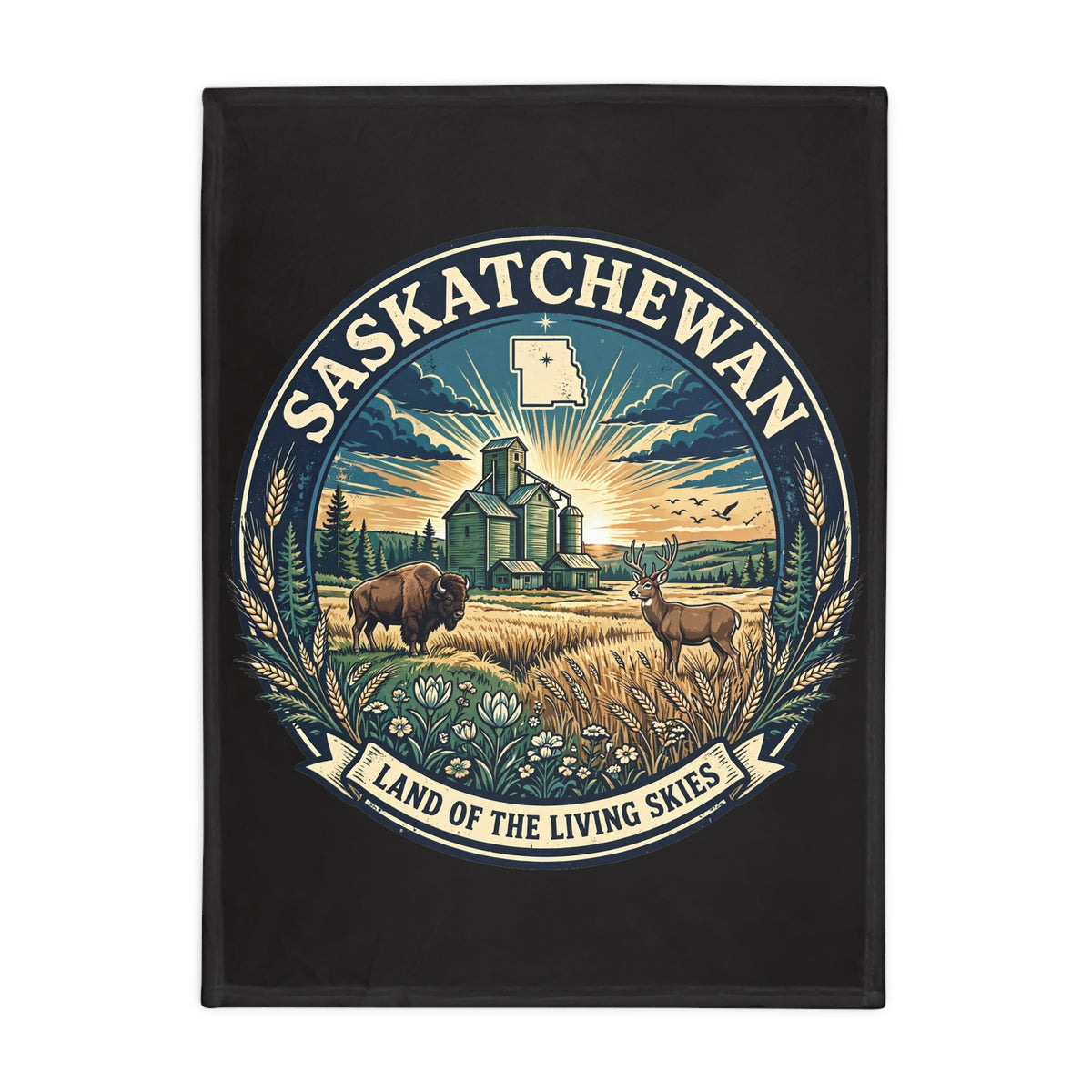 Saskatchewan 'Land of the Living Skies' Plush Fleece Blanket