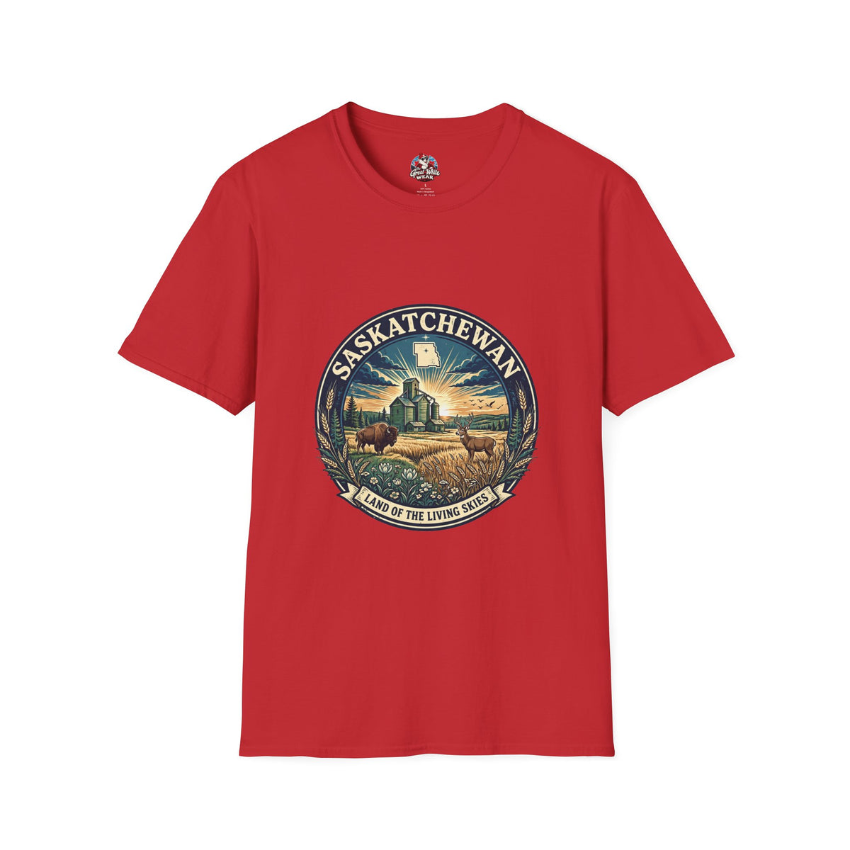 Saskatchewan Vintage Shield T-Shirt — Land of the Living Skies Graphic Tee
