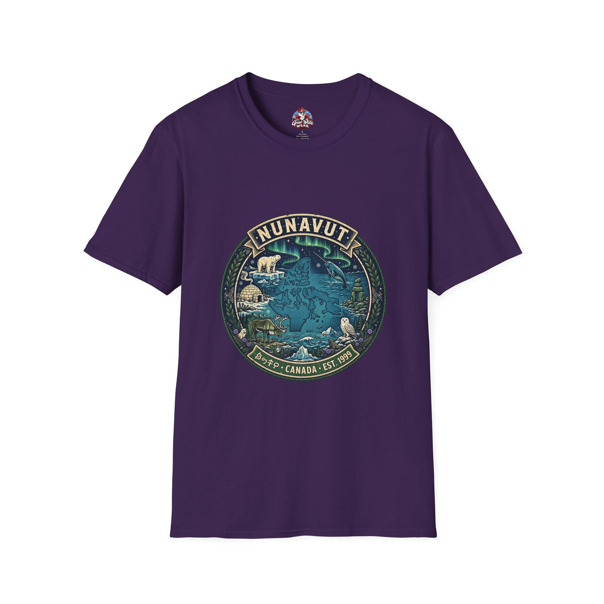 Nunavut Patch T-Shirt — Arctic Wildlife and Map Graphic Tee