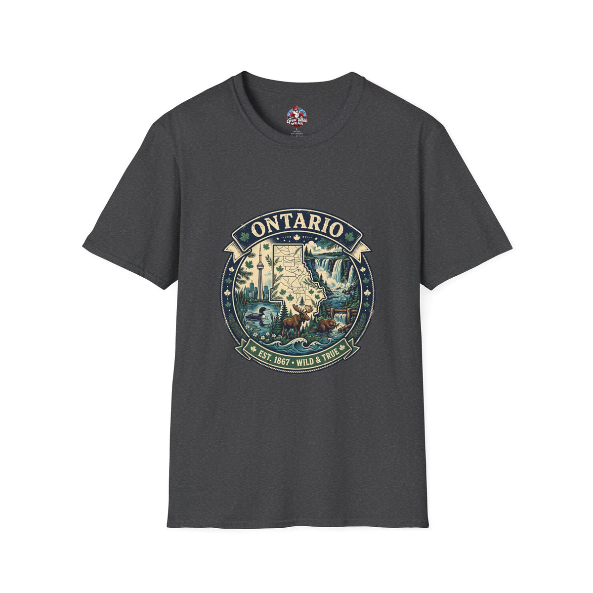 Ontario Vintage Adventure T-Shirt — Great Lakes Camping and Wildlife Design
