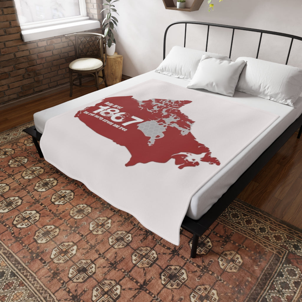 Canada Map Plush Fleece Blanket – 'July First 1867' Confederation Design