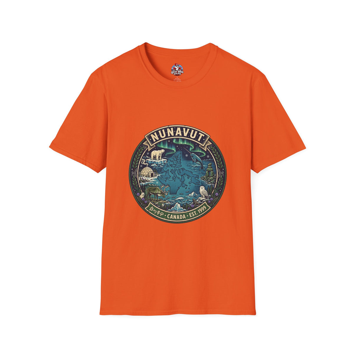 Nunavut Patch T-Shirt — Arctic Wildlife and Map Graphic Tee
