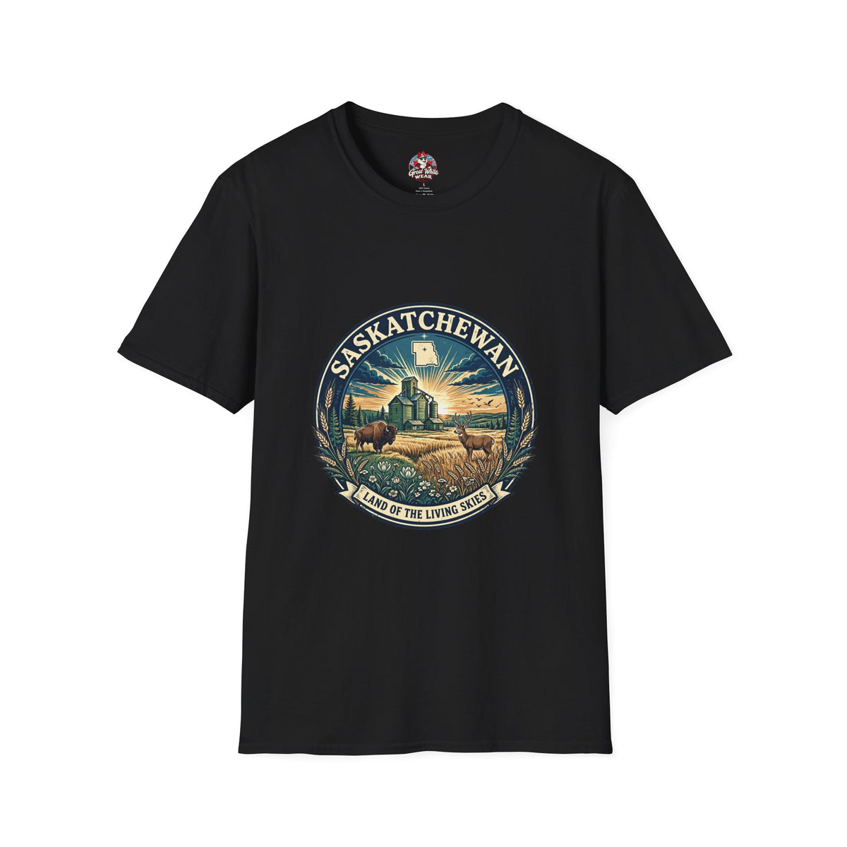Saskatchewan Vintage Shield T-Shirt — Land of the Living Skies Graphic Tee