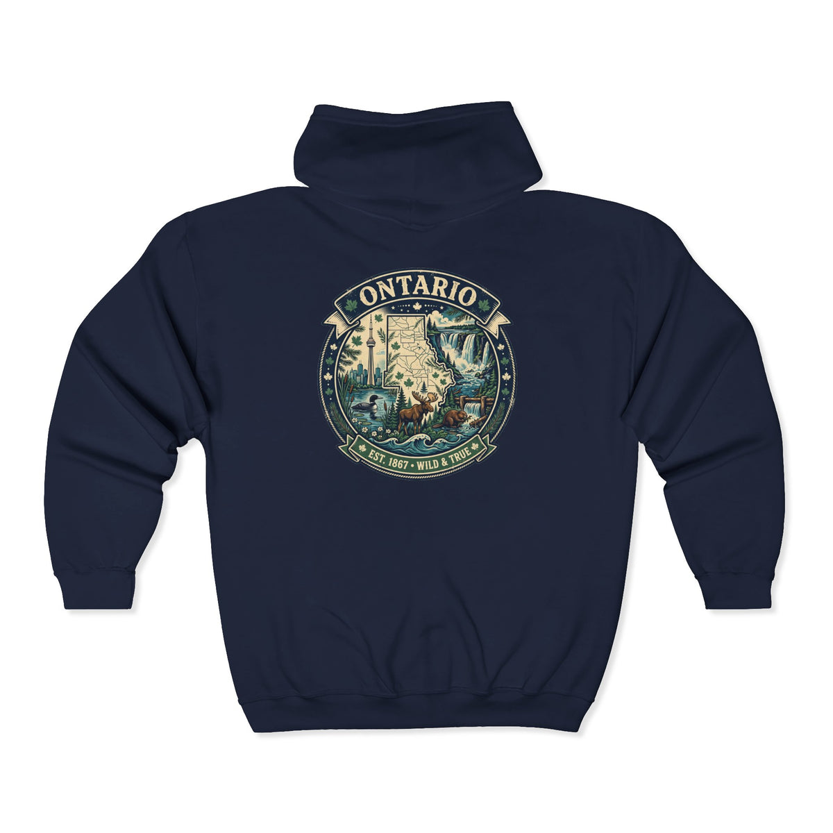 Ontario Vintage Adventure Hoodies — Great Lakes Camping and Wildlife Design