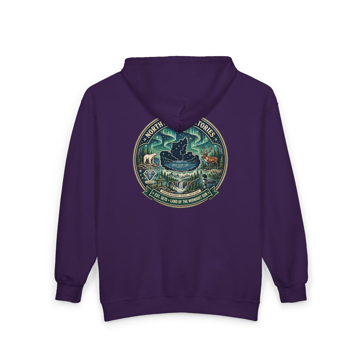 Northwest Territories Scenic Hoodie — Aurora, Moose and Wilderness Badge