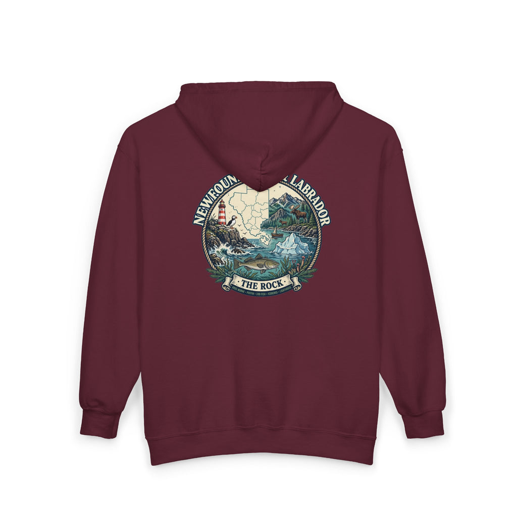 Newfoundland and Labrador 'The Rock' Graphic Hoodie — Coastal Lighthouse Travel Hoodie