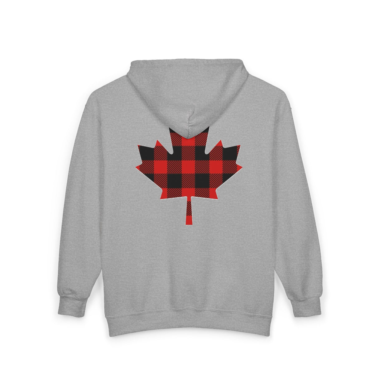 Plaid Maple Leaf Zip Hoodie — Canadian Lumberjack Back Graphic