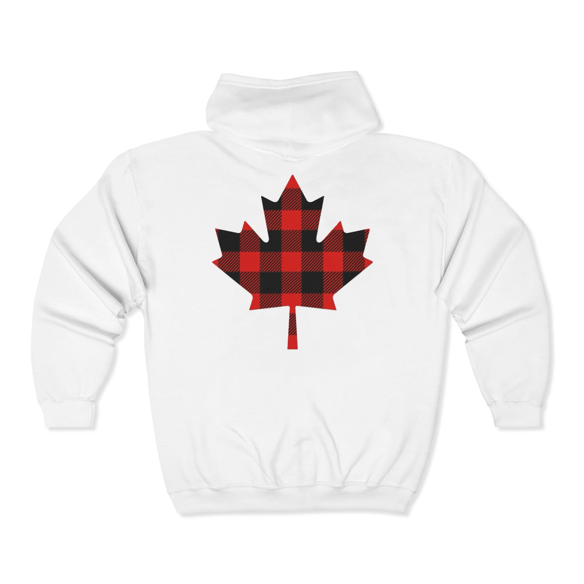 Plaid Maple Leaf Zip Hoodie — Canadian Lumberjack Back Graphic