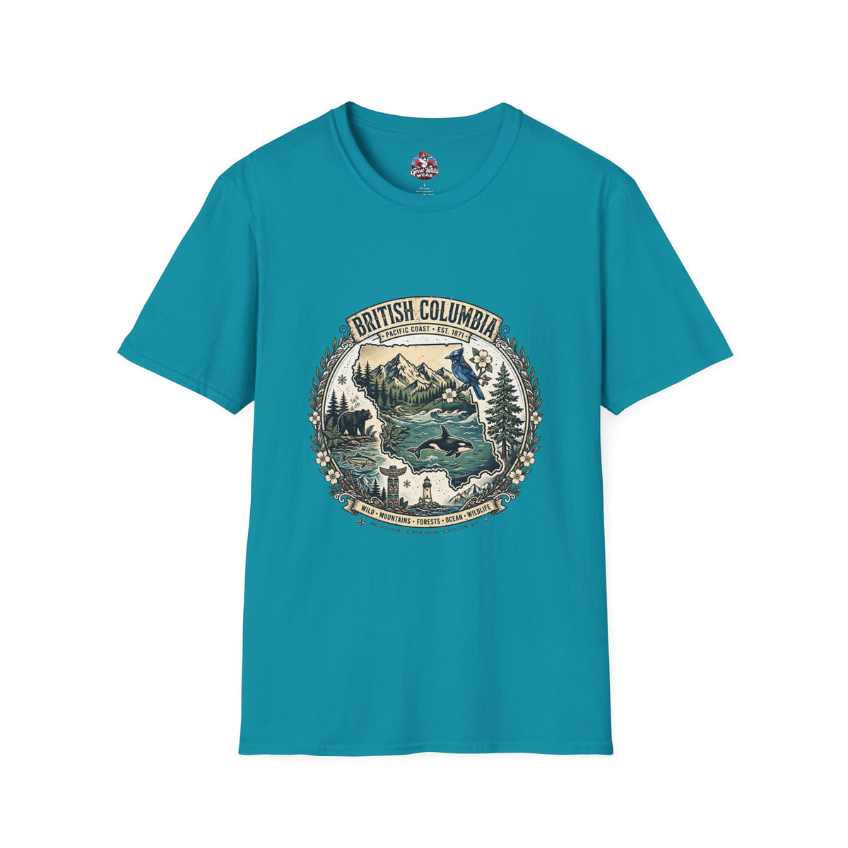 British Columbia Nature T-Shirt — Scenic Mountains and Orca Travel Tee
