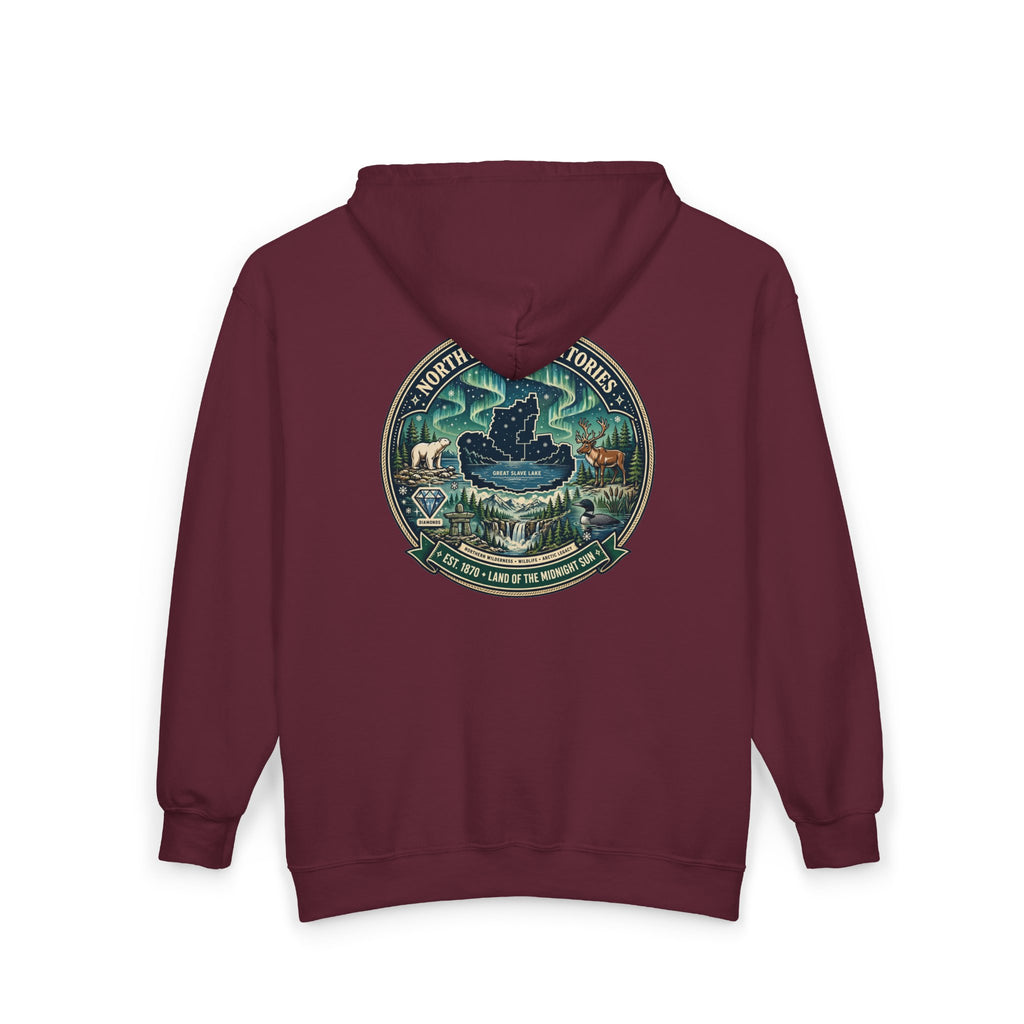 Northwest Territories Scenic Hoodie — Aurora, Moose and Wilderness Badge