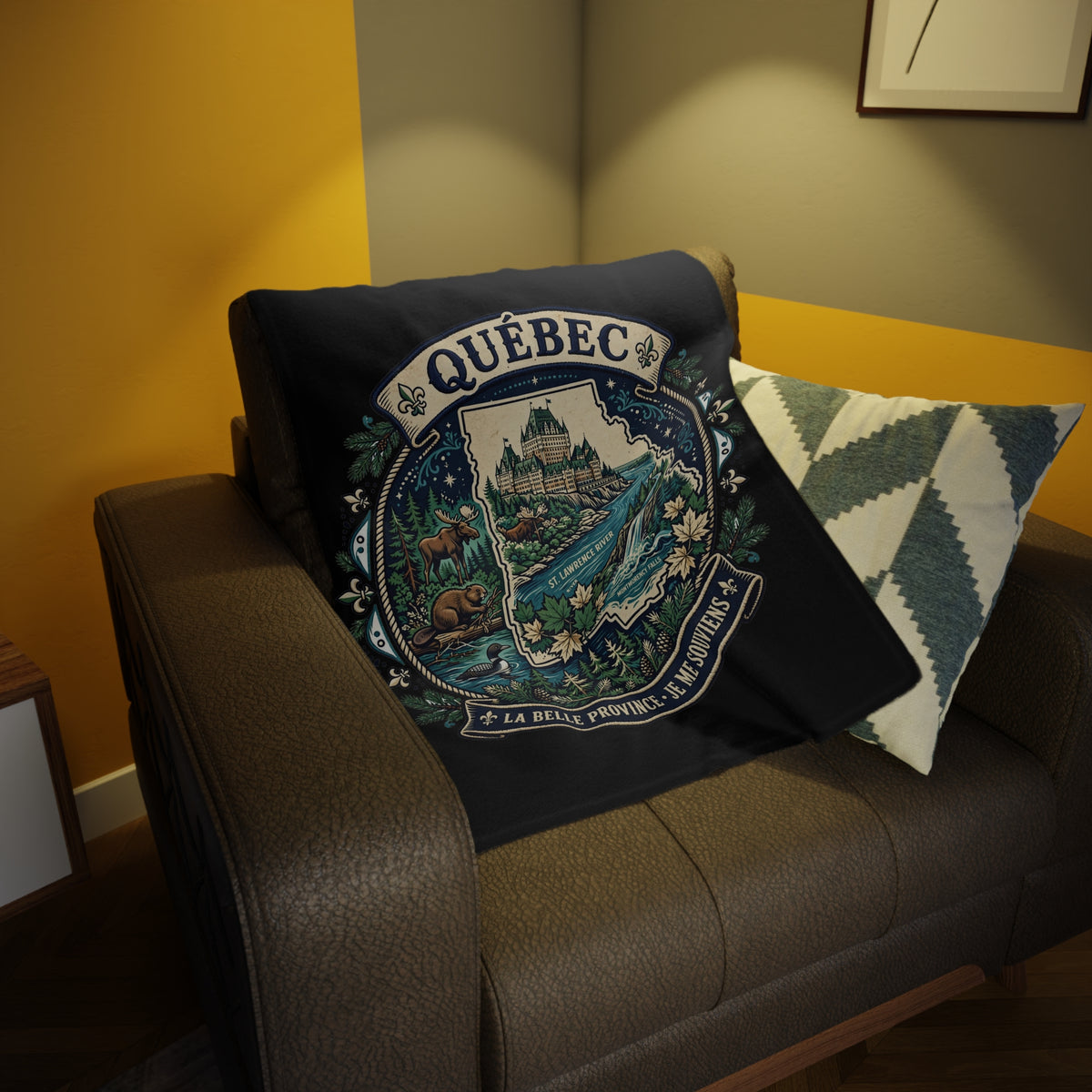 Québec Scenic Plush Fleece Blanket — La Belle Province, Je Me Souviens