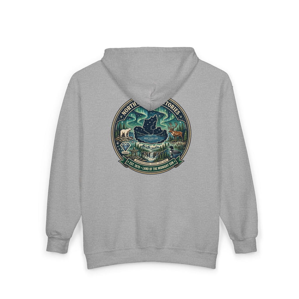 Northwest Territories Scenic Hoodie — Aurora, Moose and Wilderness Badge